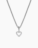 Micro Pavé Open Heart Amulet in Sterling Silver with Diamonds, 6.8mm